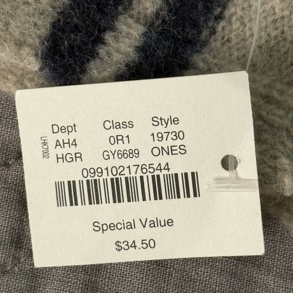 J. Crew 100% Lambswool Gray with Black Strips scarf NEW WITH TAGS